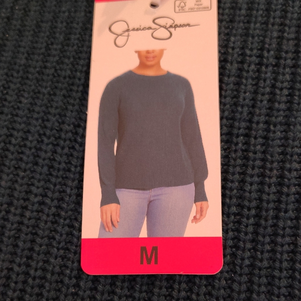 Jessica Simpson Women's Teal Blue Crew Neck Sweater